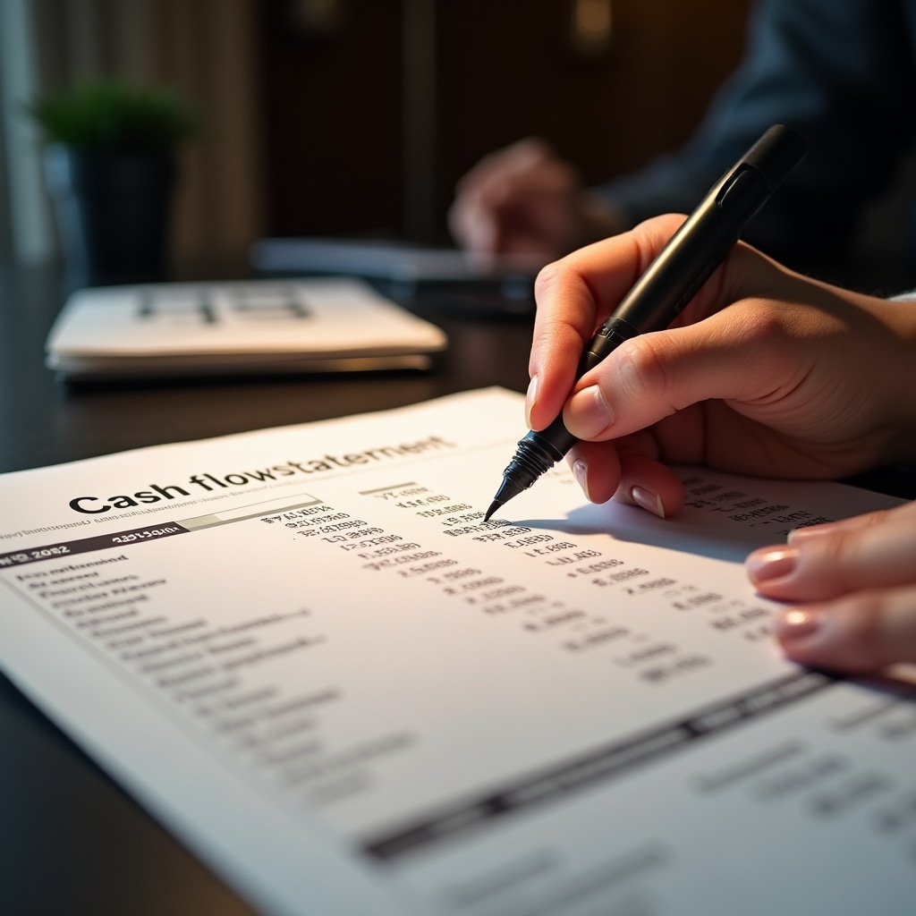 Studio del rendiconto finanziario con documenti contabili